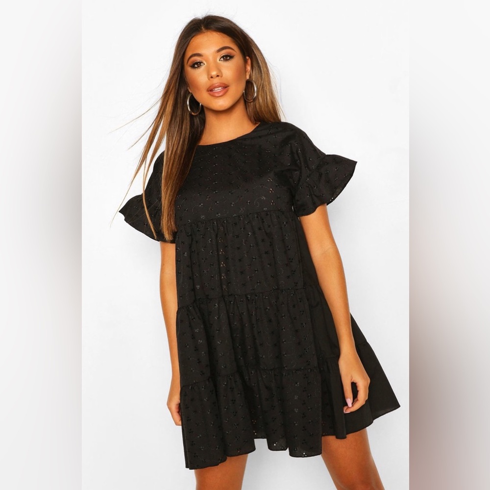 Broderie Anglaise Smock Dress - BooHoo